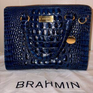 BRAHMIN Melbourne Stacy Satchel – Navy Embossed Leather